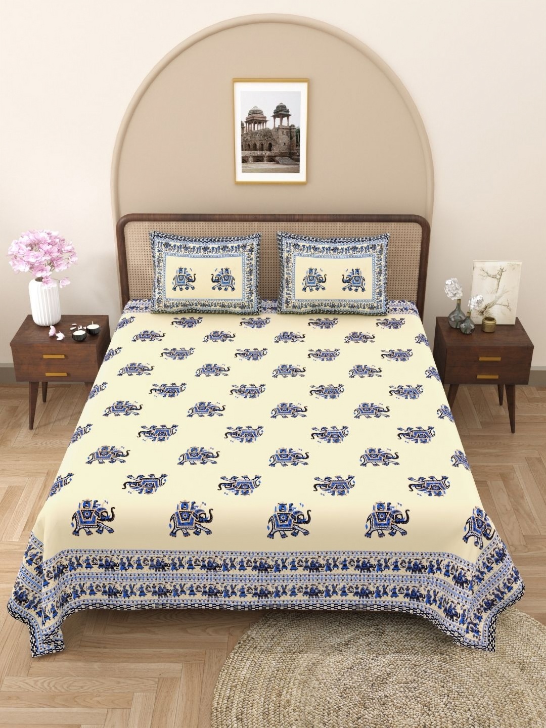 

The Craft Monk Blue King Bedsheet with 2 Pillow Covers