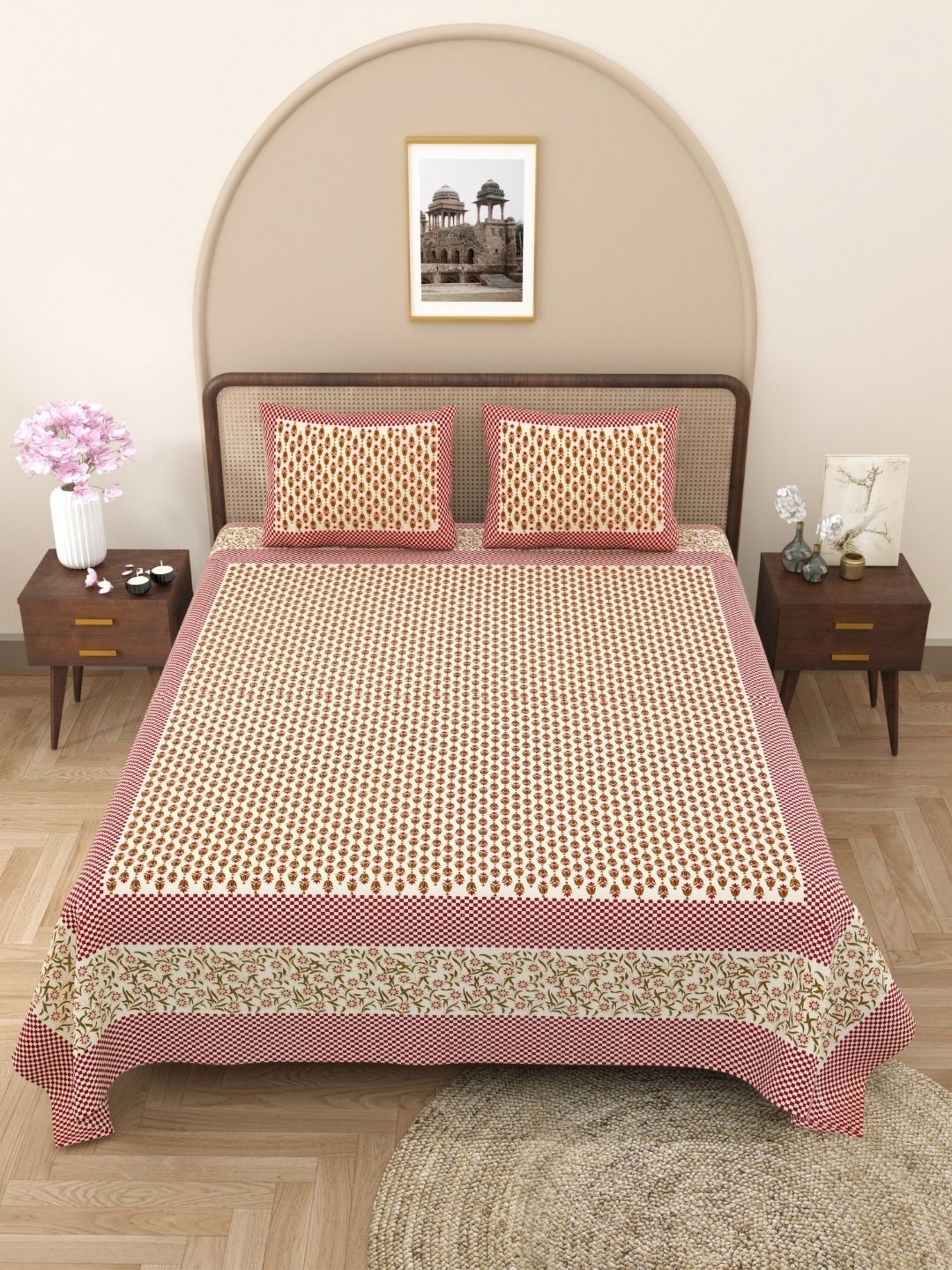 

The Craft Monk Pink King Bedsheet with 2 Pillow Covers