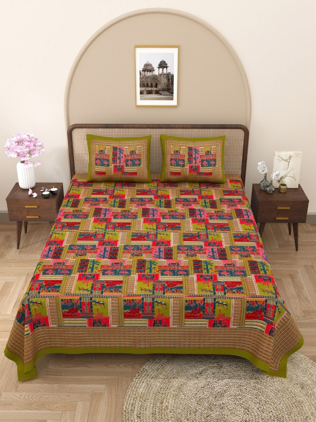 

The Craft Monk Green King Bedsheet with 2 Pillow Covers