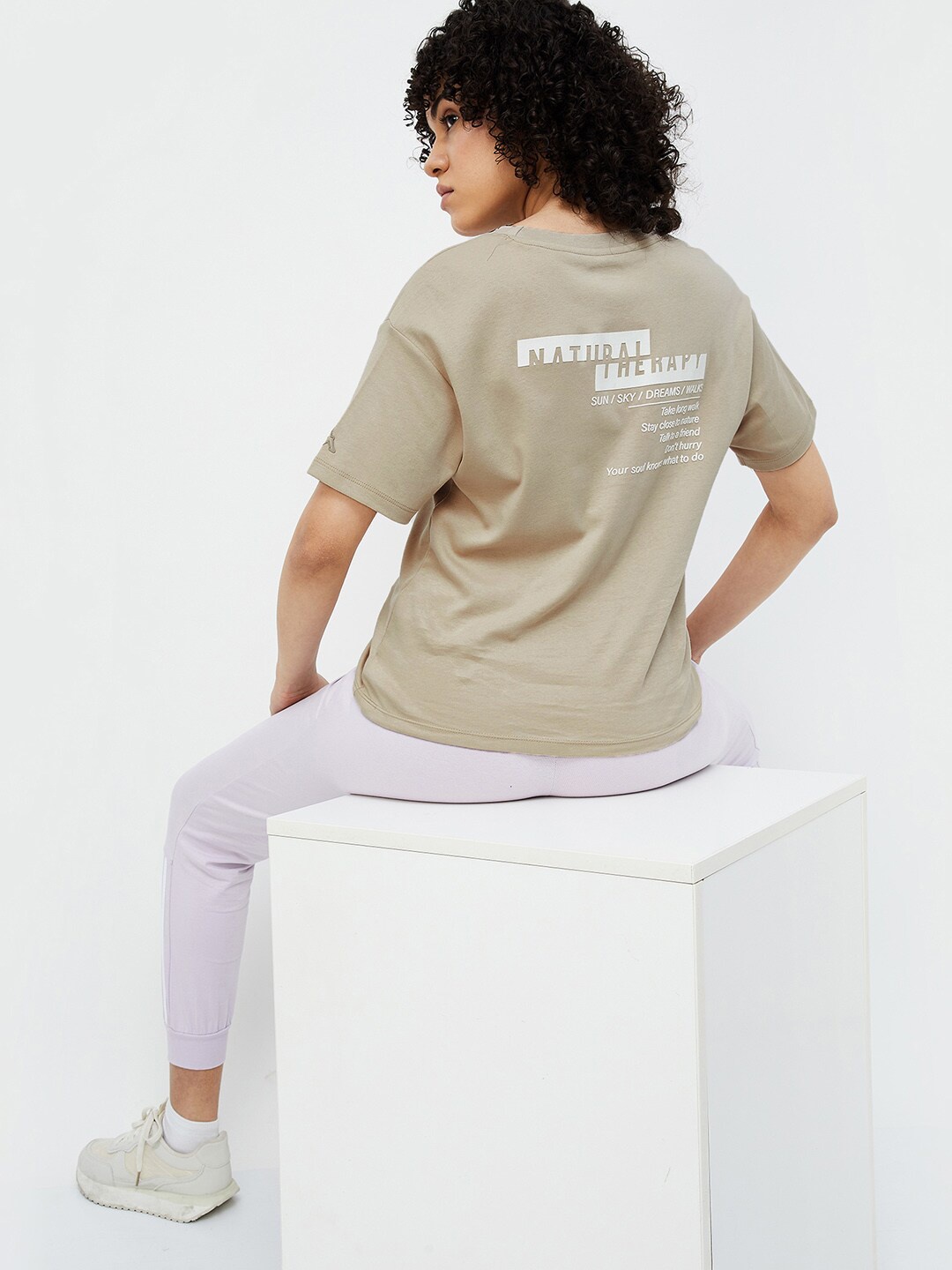 

Kappa Women Typography Applique T-shirt, Beige