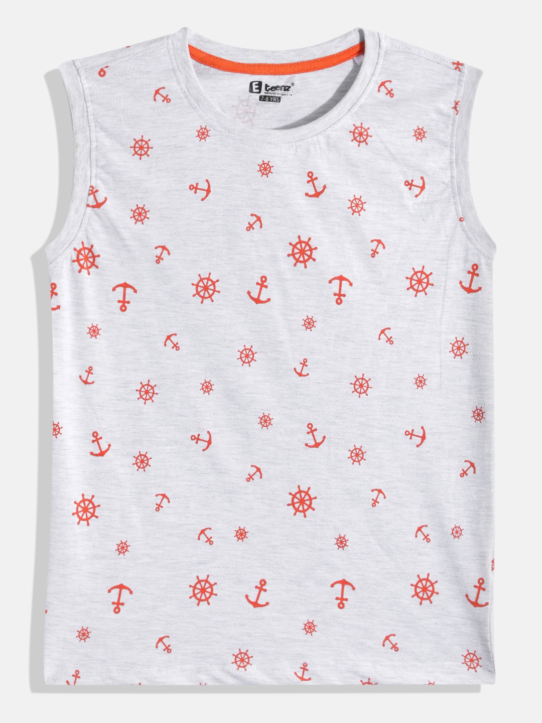 Eteenz Boys Nautical Print T-shirt, Grey melange