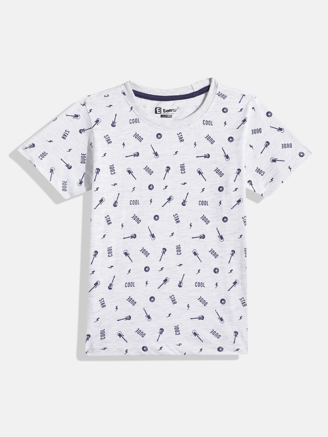 

Eteenz Boys Pure Cotton Typography Printed T-shirt, Grey melange