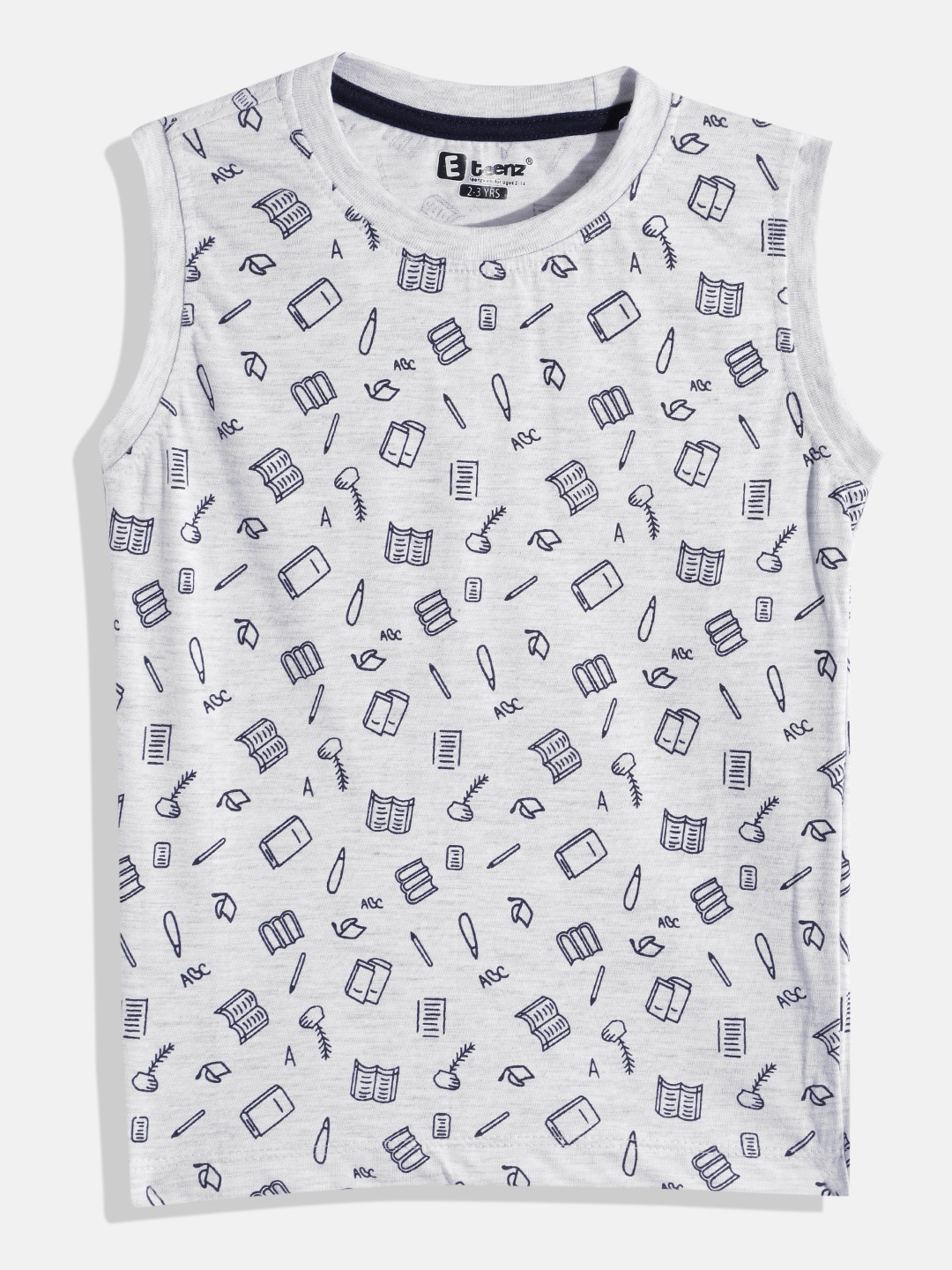Eteenz Boys Conversational Print T-shirt, Grey melange