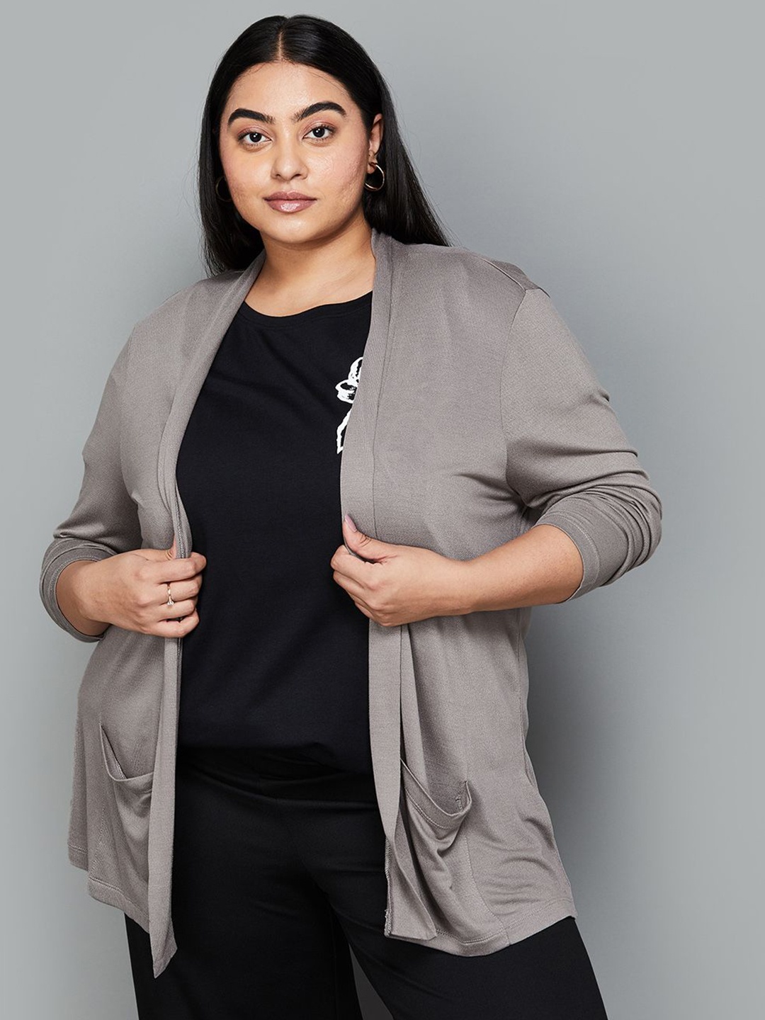 

Nexus by Lifestyle Plus Size Open Front Shrug, Grey