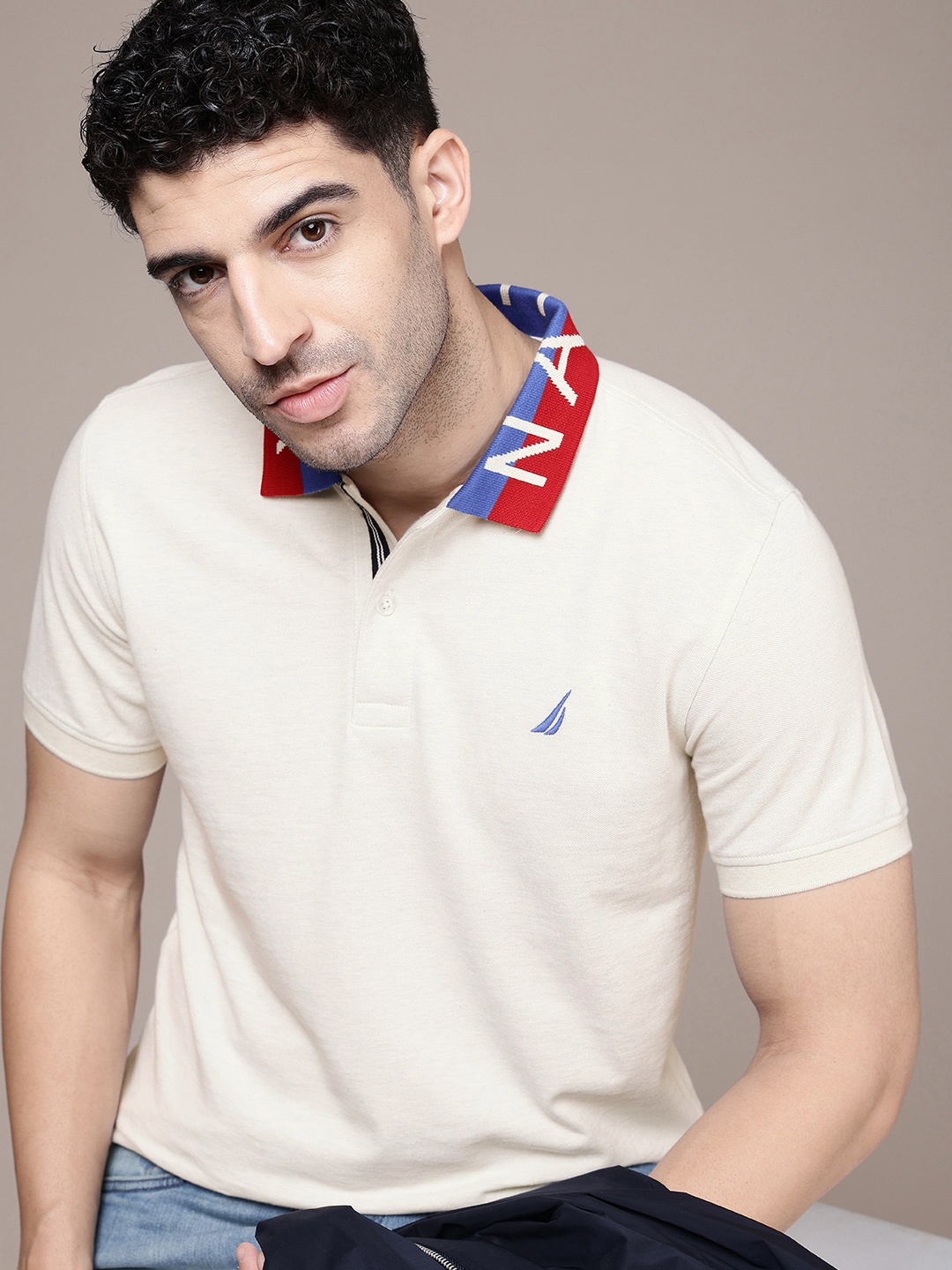 

Nautica Polo Collar Pure Cotton T-shirt, Beige