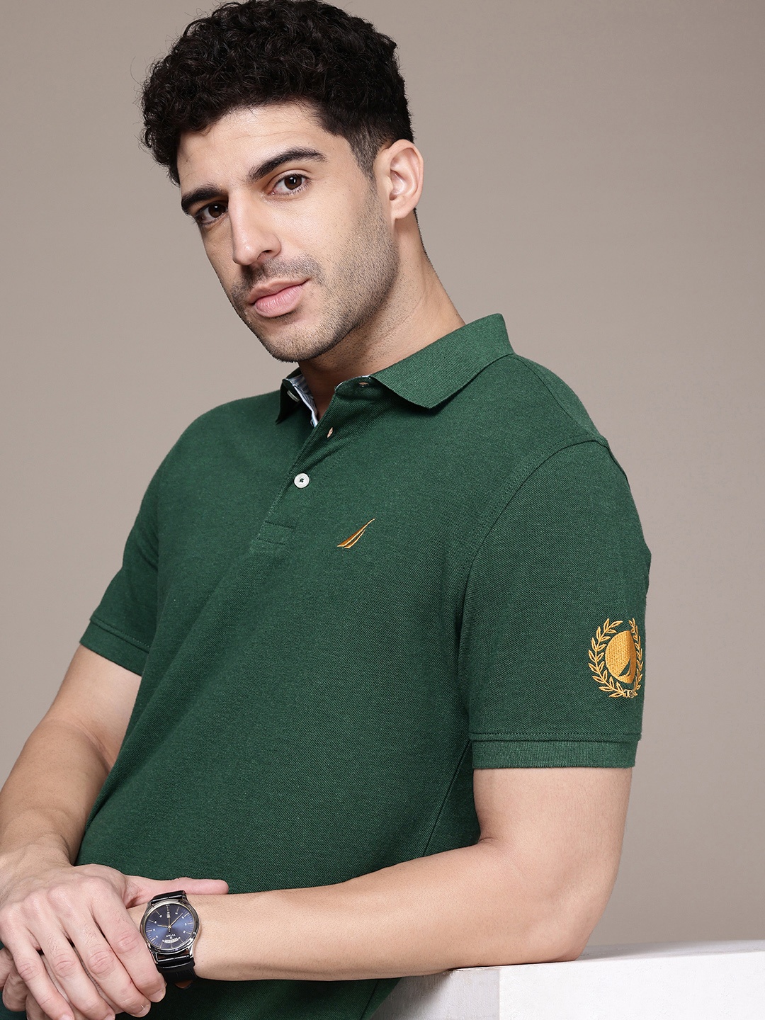 

Nautica Pure Cotton Polo Collar T-shirt, Green