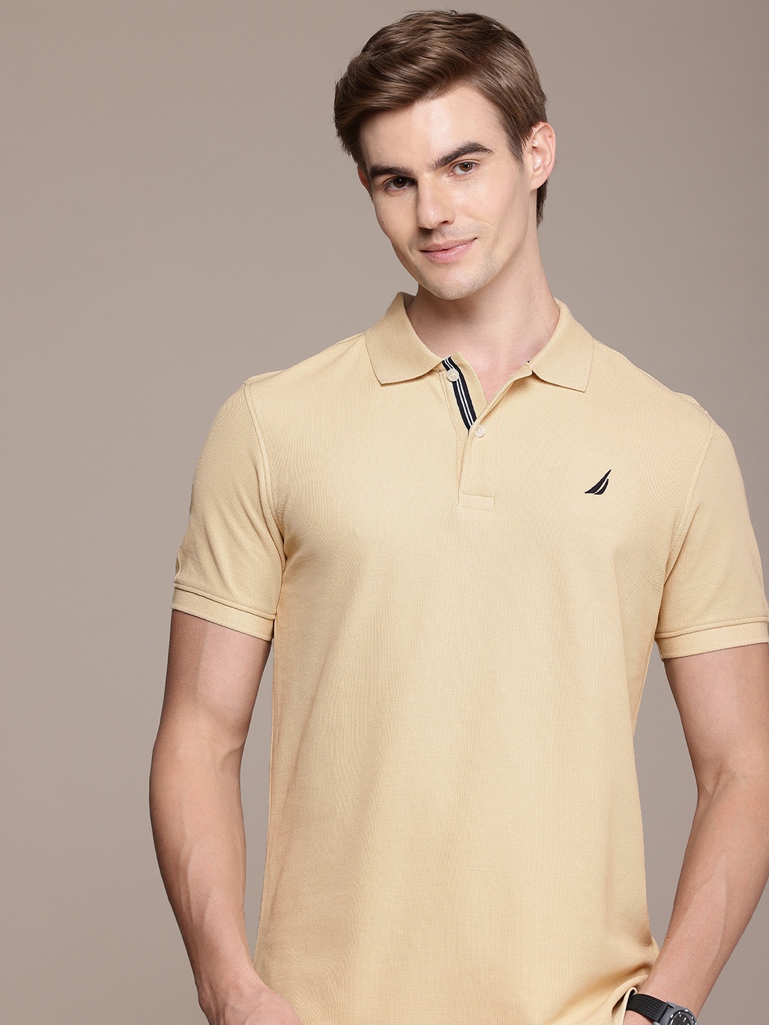 

Nautica Polo Collar Pure Cotton T-shirt, Beige