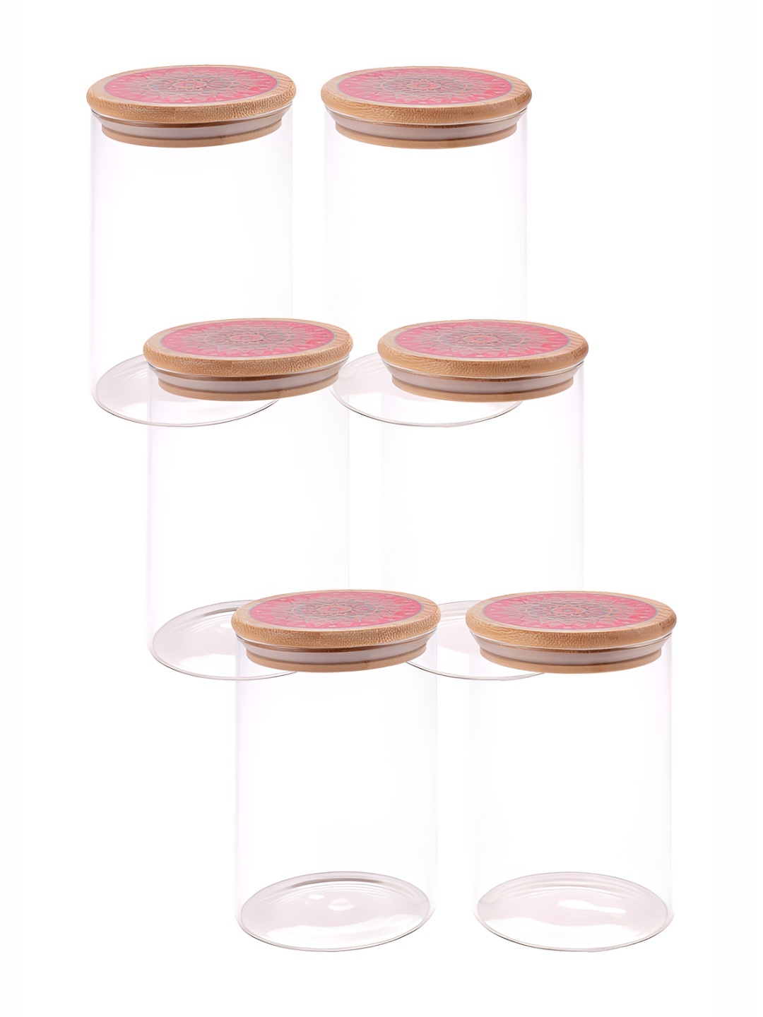 

The Better Home Transparent & Orange 6 Pieces Containers Set With Lid 1L Each