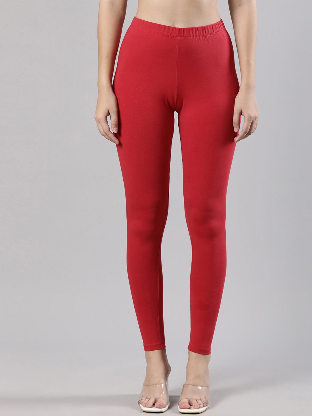 

Femmora Mid-Rise Ankle-Length Leggings, Red