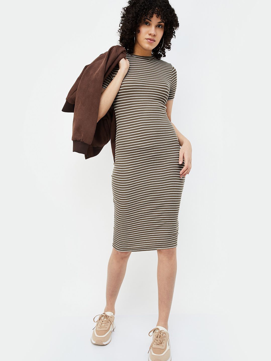 

Ginger by Lifestyle Striped Bodycon Dress, Brown