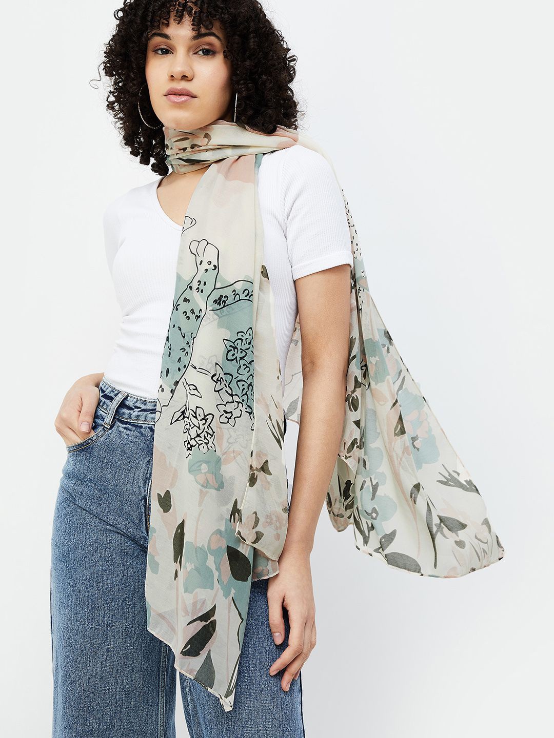 

Ginger by Lifestyle Women Printed Stole, Off white