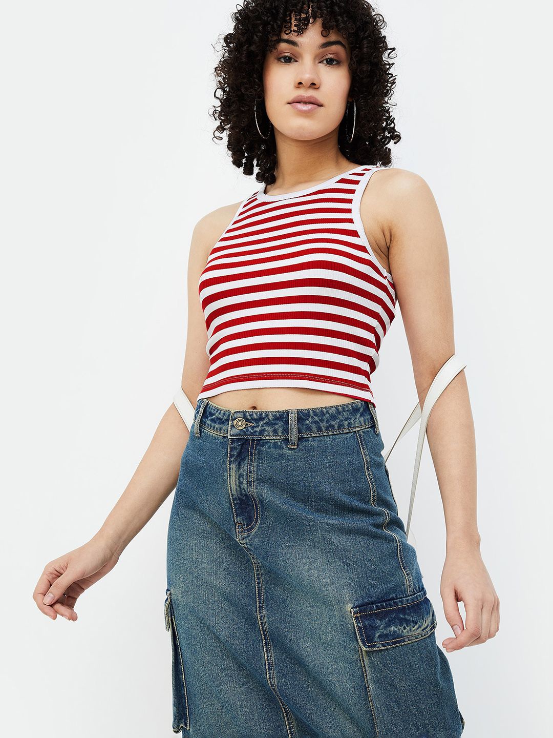

Ginger by Lifestyle Striped Crop Top, Red