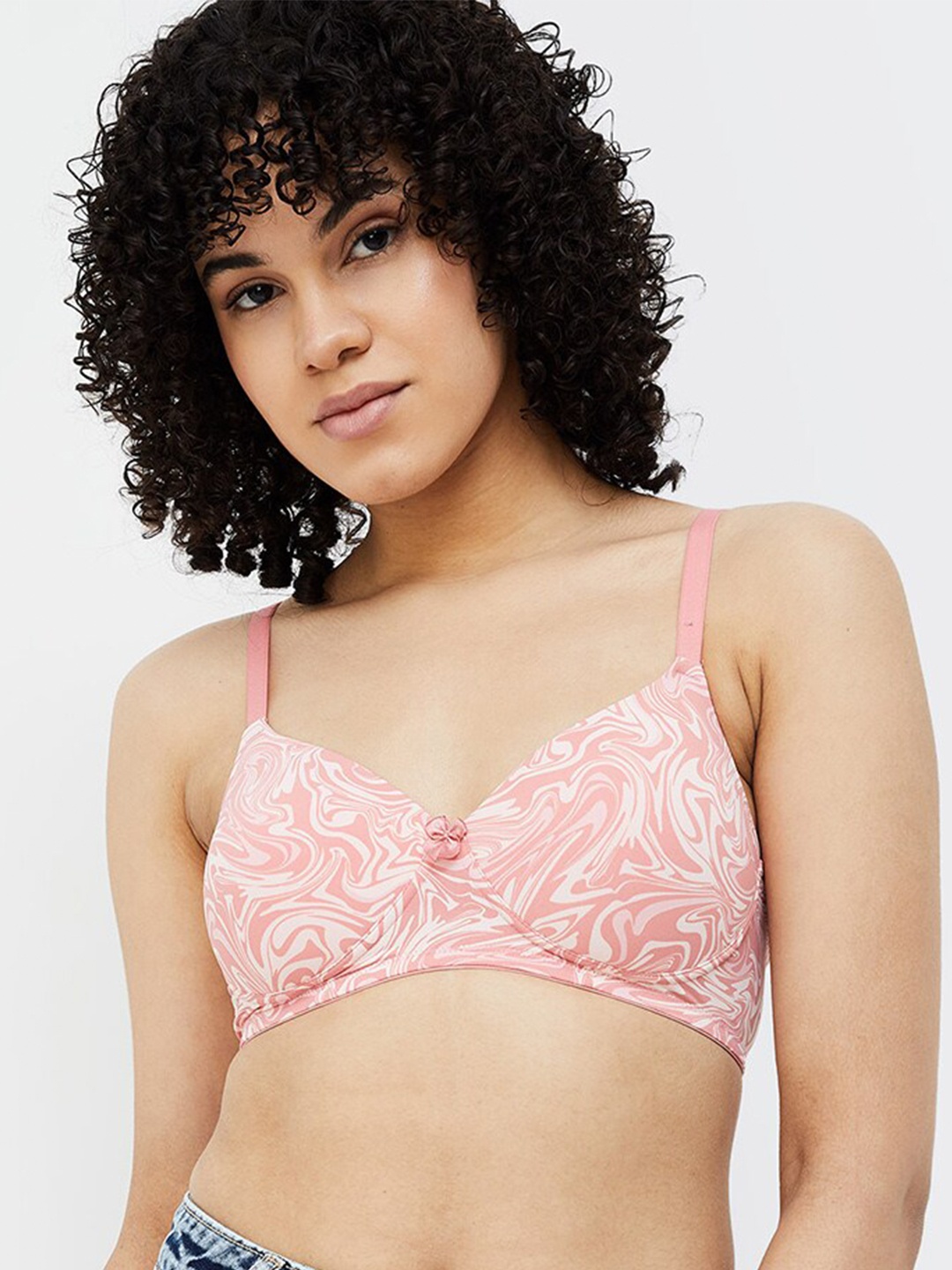 

Ginger by Lifestyle Floral Full Coverage Lightly Padded T-shirt Bra-All Day Comfort, Peach
