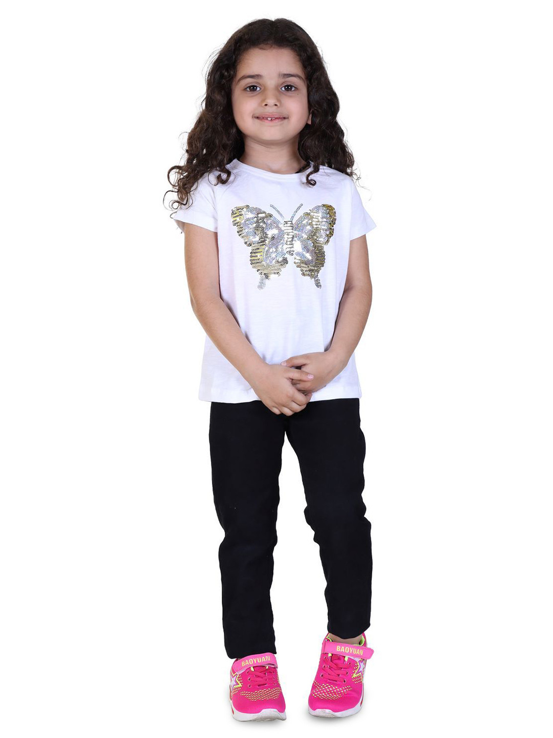 

Yellow Apple Girls Printed T-shirt, White