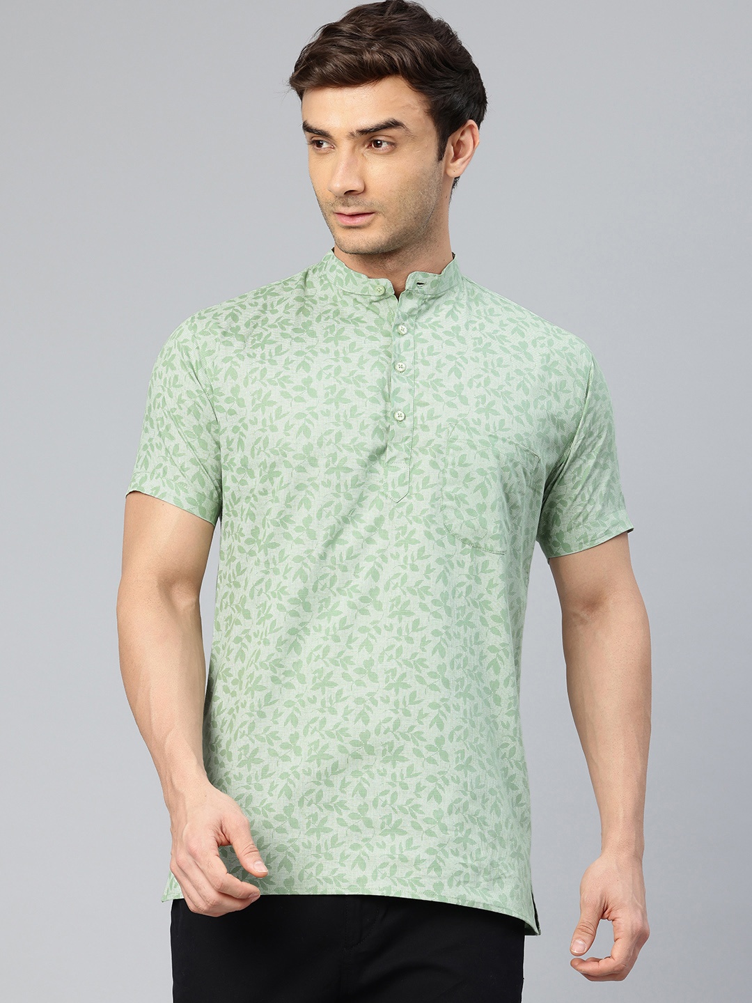 

Majestic Man Men Floral Printed Pure Cotton Kurta, Green