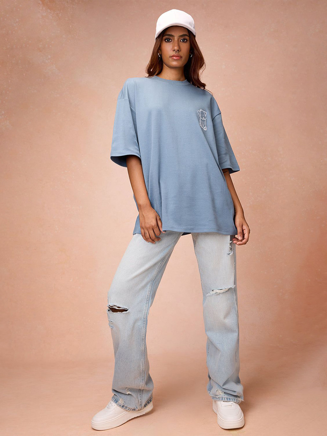 

FREAKINS Women Henley Neck Pockets T-shirt, Blue