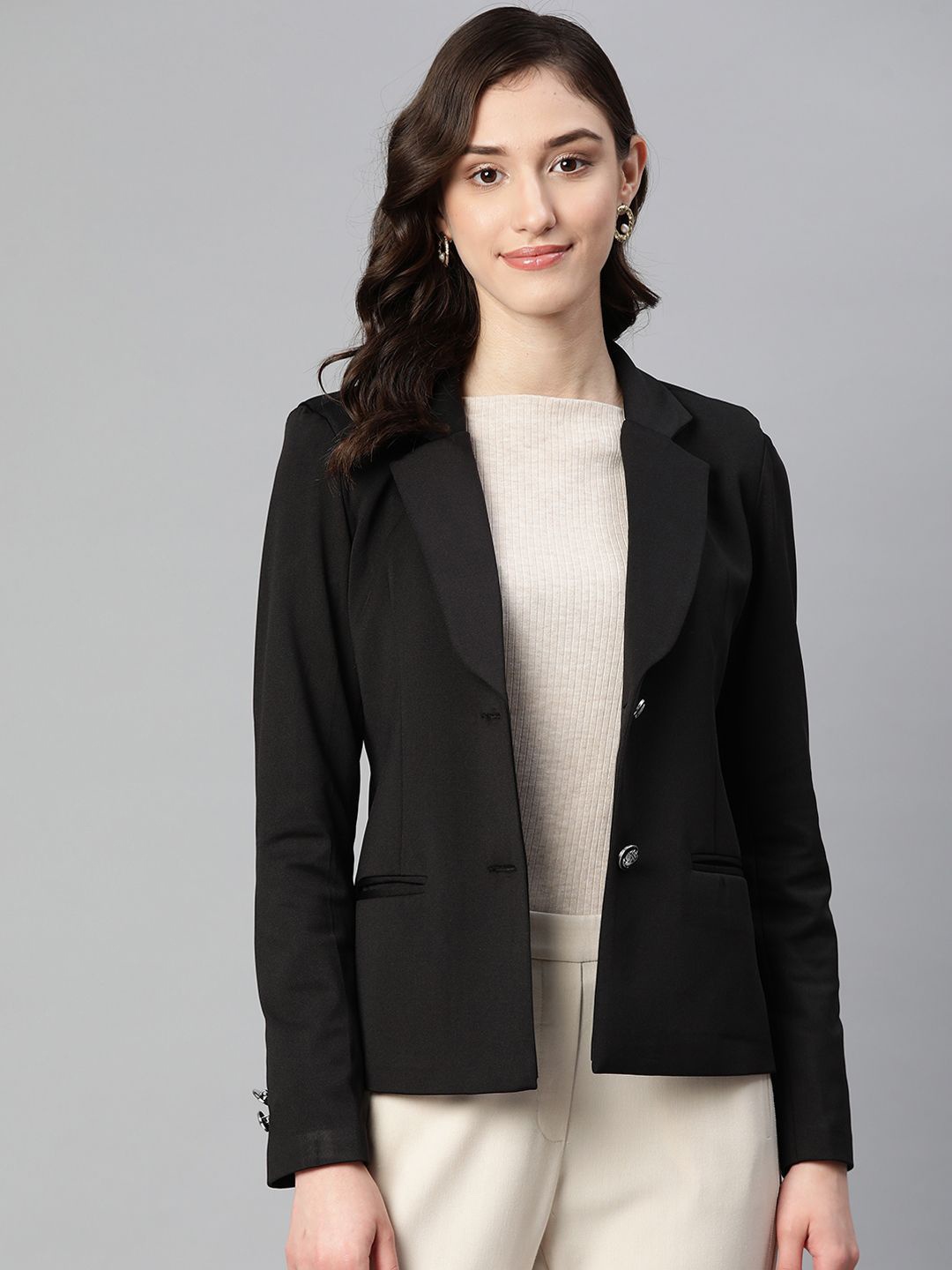 

Purple State Slim Fit Notched Lapel Single Breasted Blazer, Black
