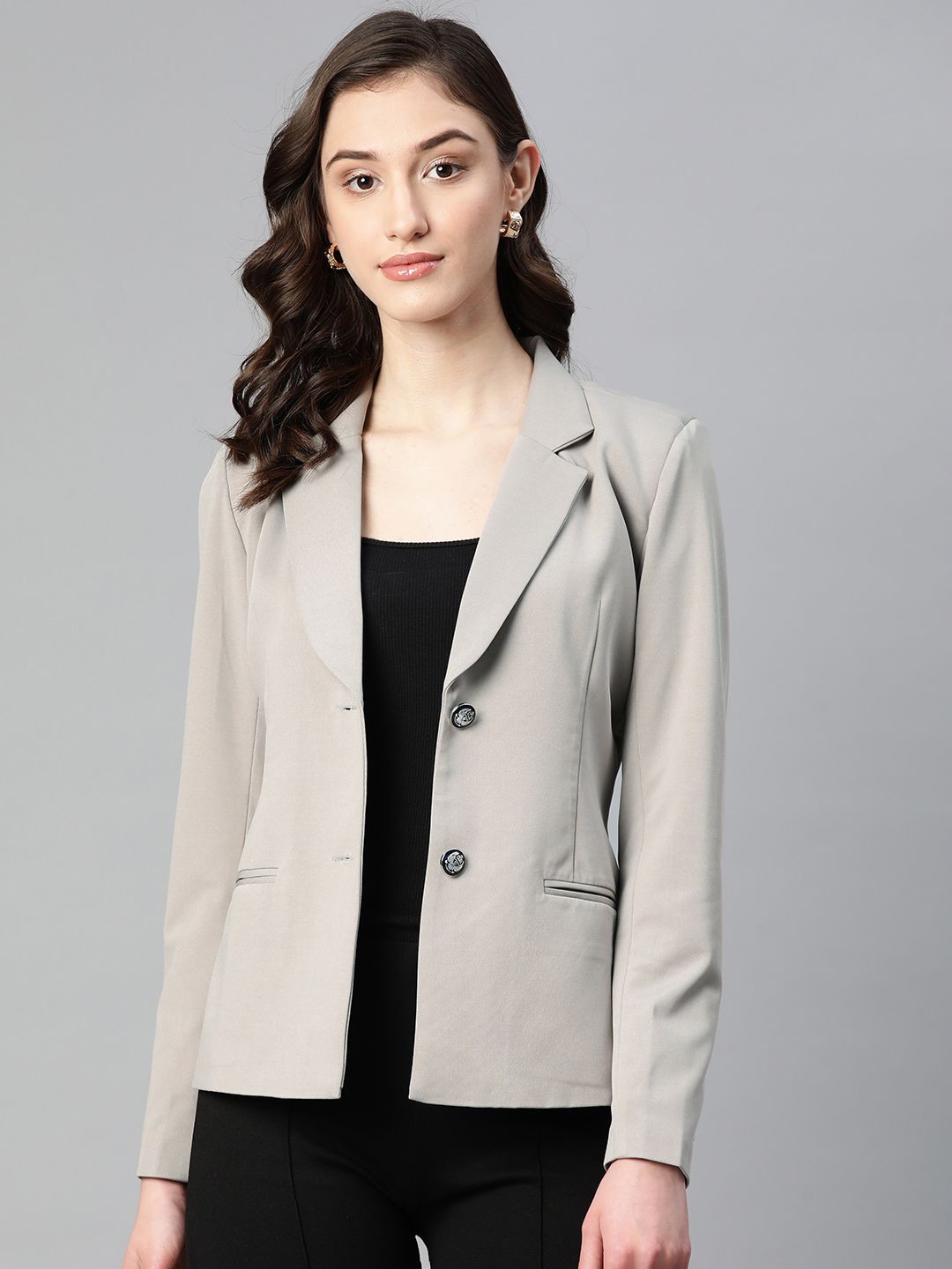 

Purple State Slim Fit Notched Lapel Single Breasted Blazer, Grey