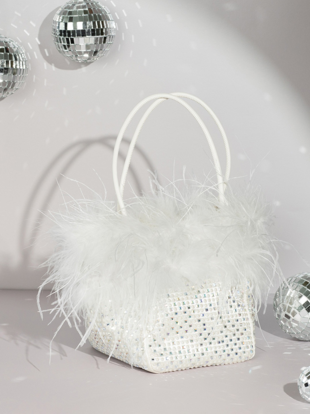 HOUSE OF BIO BY RITTI KHANNA Embellished Shopper Handheld Bag, White