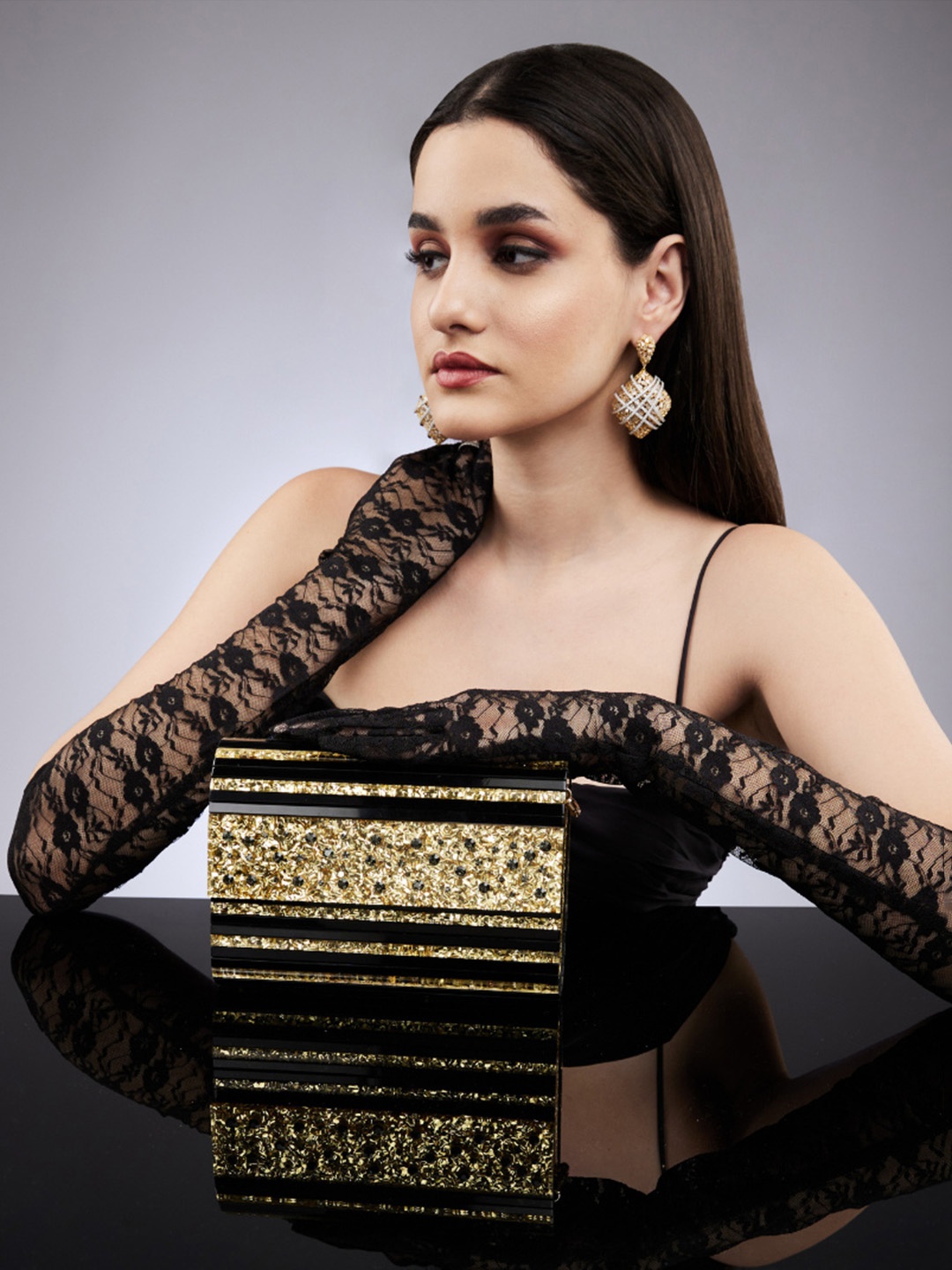

HOUSE OF BIO BY RITTI KHANNA Textured Structured Shoulder Bag, Gold