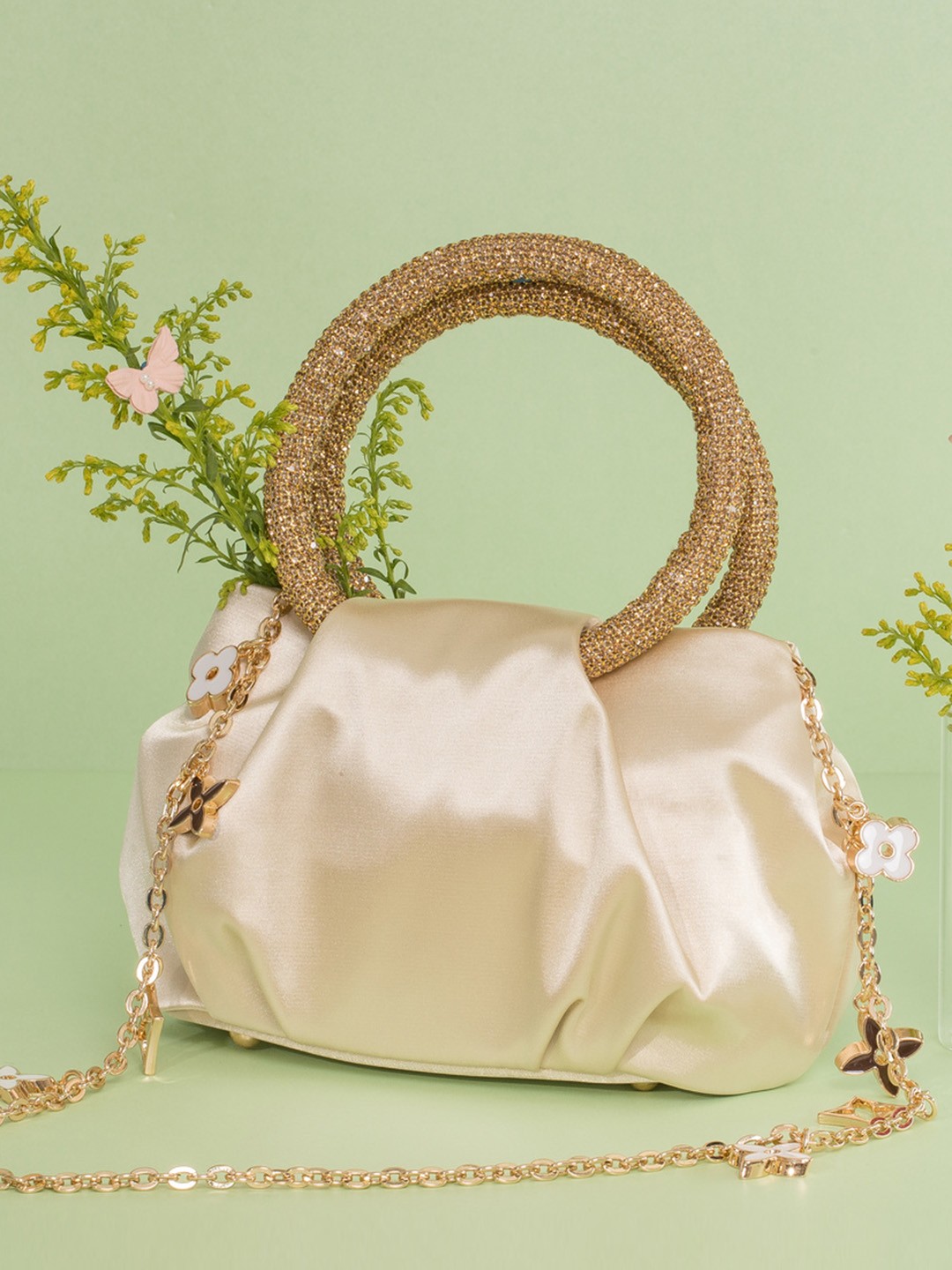 

HOUSE OF BIO BY RITTI KHANNA Shopper Handheld Bag with Tasselled, Gold