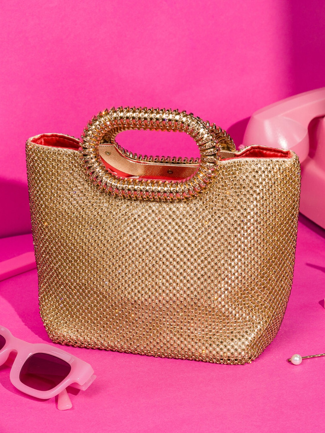 

HOUSE OF BIO BY RITTI KHANNA Shopper Handheld Bag, Gold