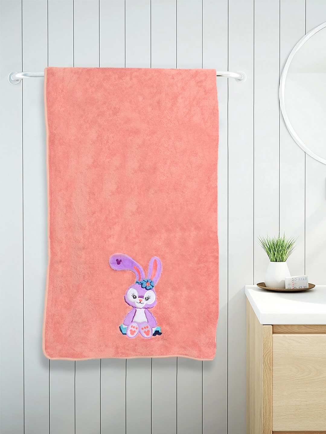 

FABINALIV Peach & Violet Cartoon Design Pure Cotton 400 GSM Bath Towel