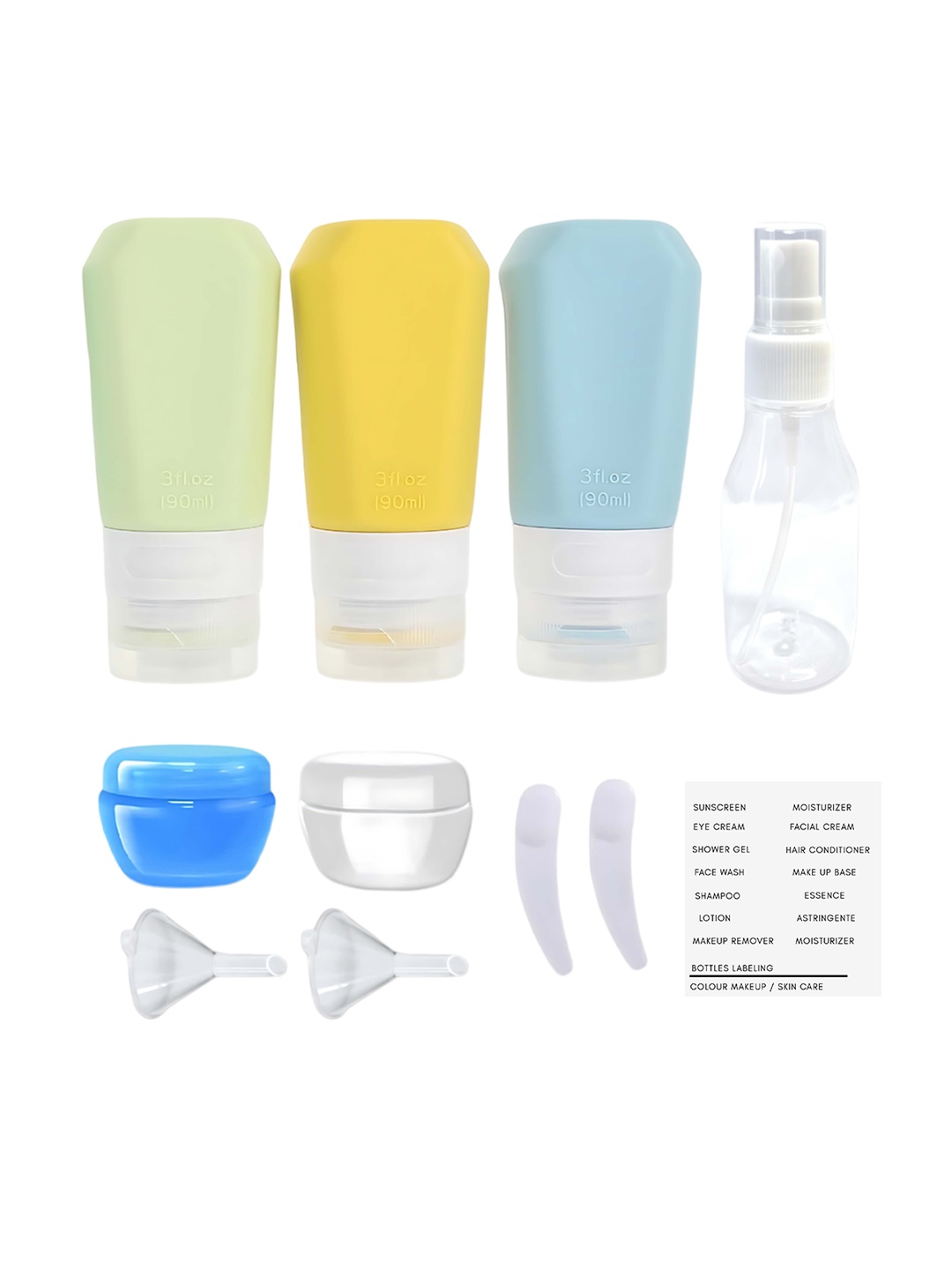 

Beaute Secrets Set of 10 Bottles Travel Accessory, Green