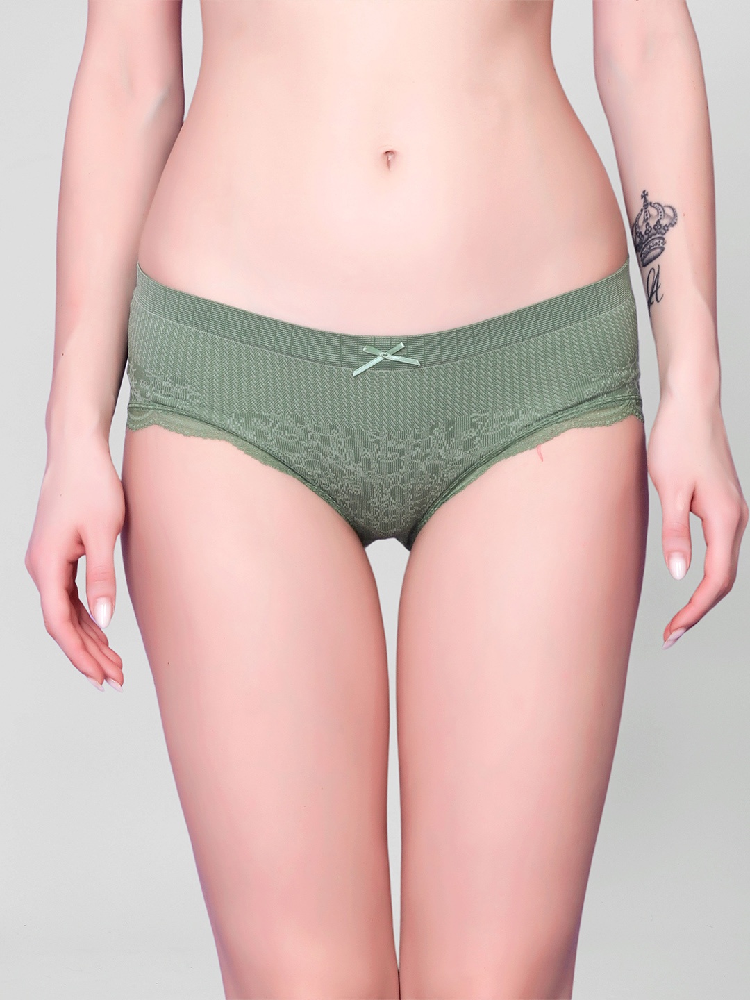 

DEALSEVEN FASHION Self Design Seamless Mid-Rise Hipster Brief, Green