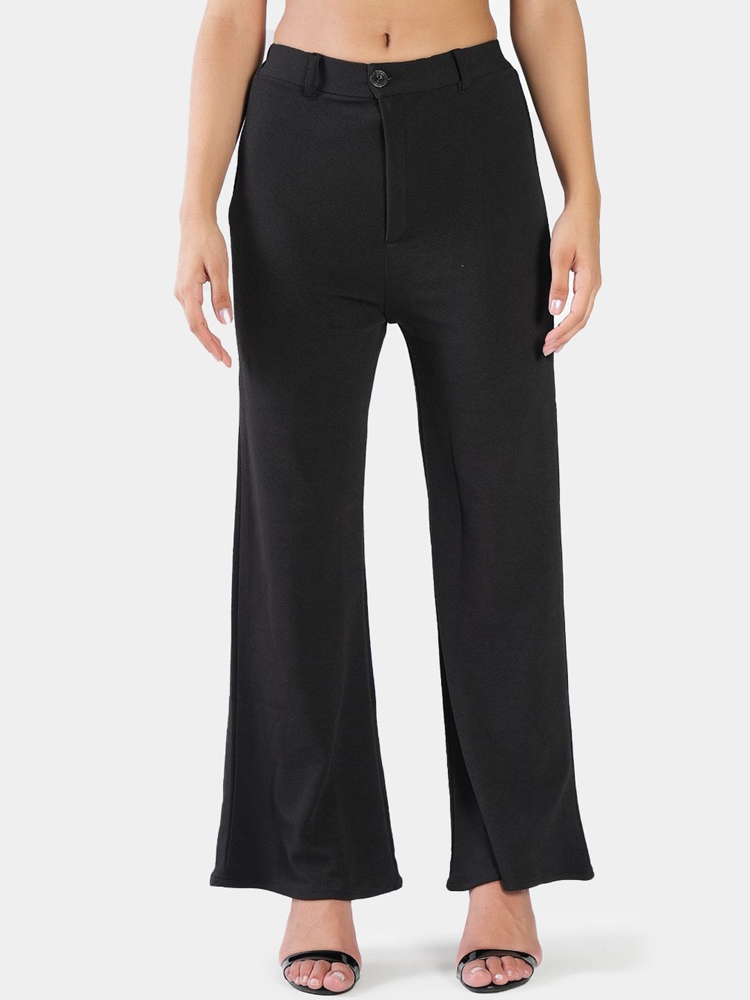 

BAESD Women High-Rise Easy Wash Trousers, Black
