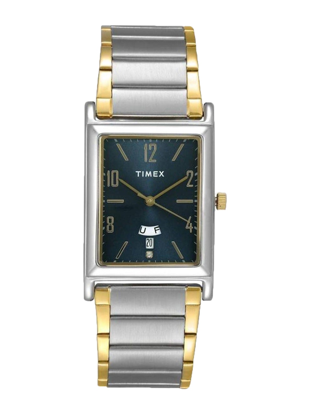 

Timex Men Brass Printed Dial & Stainless Steel Bracelet Style Straps Analogue Watch TW000L519-JIT, Blue