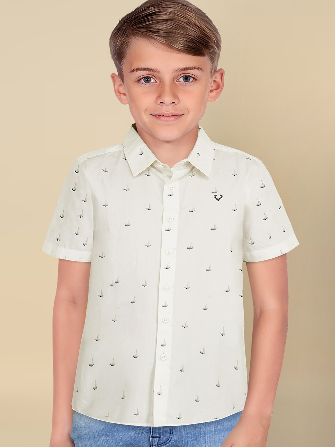 

Allen Solly Junior Boys Opaque Printed Casual Shirt, Cream