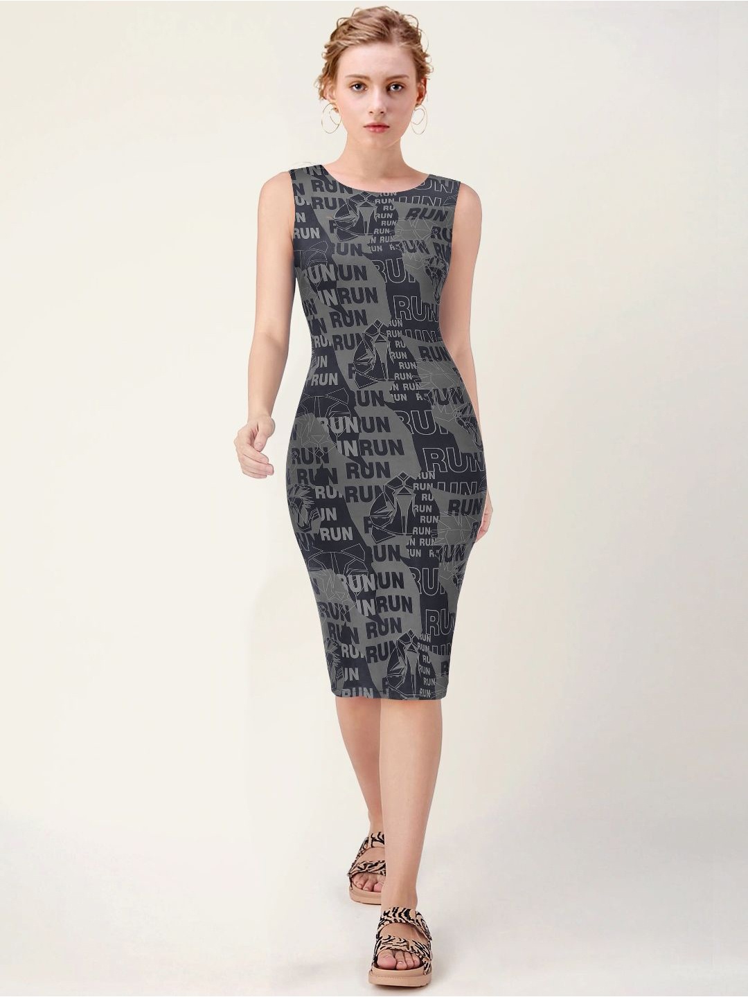 

BAESD Print Bodycon Dress, Black