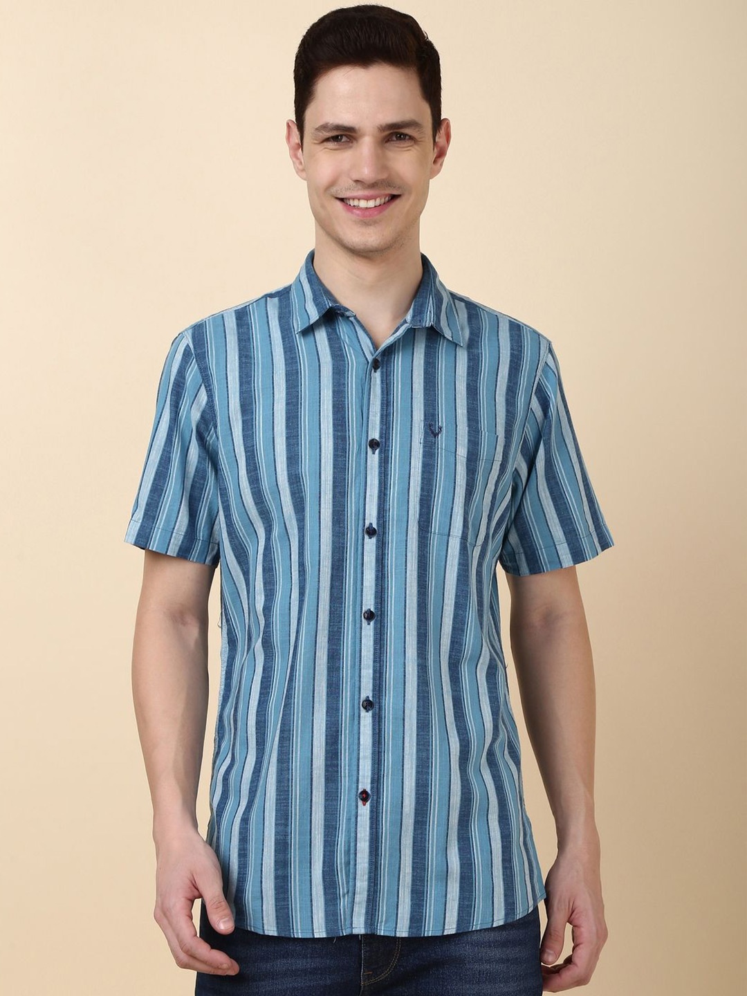 

Allen Solly Men Opaque Striped Casual Shirt, Blue