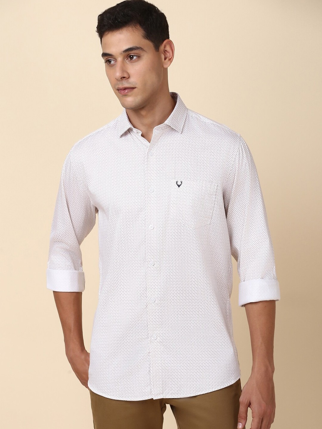 

Allen Solly Men Slim Fit Opaque Printed Casual Shirt, White
