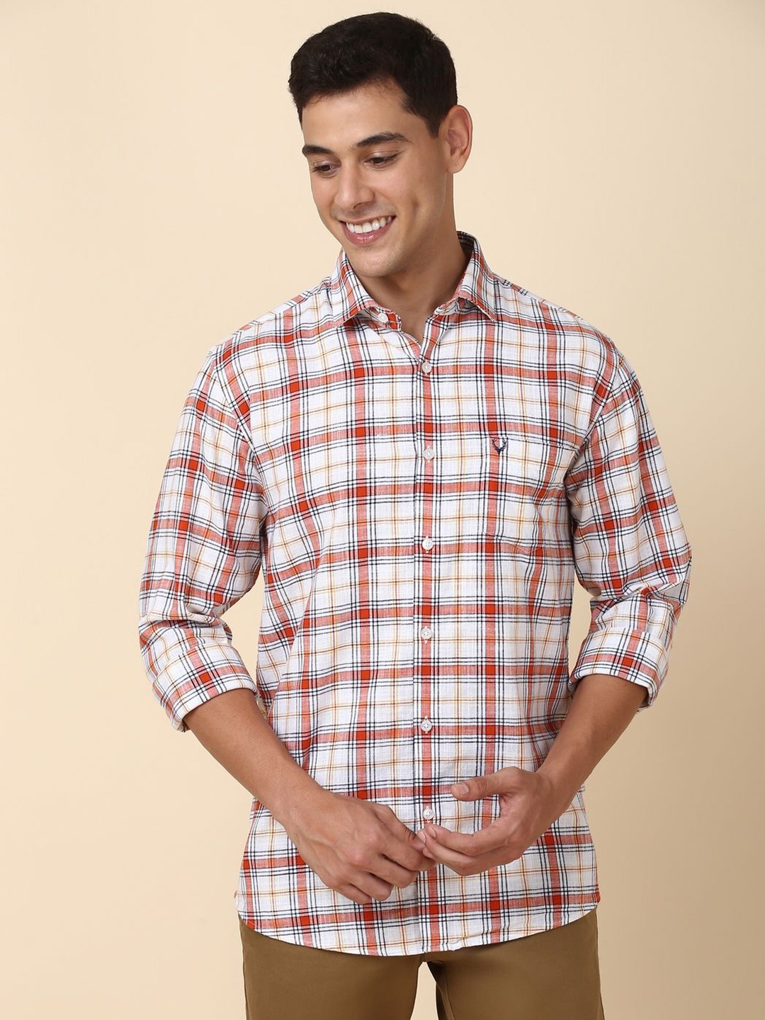 

Allen Solly Men Slim Fit Tartan Checks Opaque Checked Casual Shirt, Multi