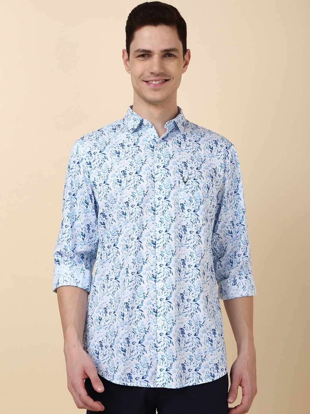 

Allen Solly Men Slim Fit Floral Opaque Printed Casual Shirt, Blue
