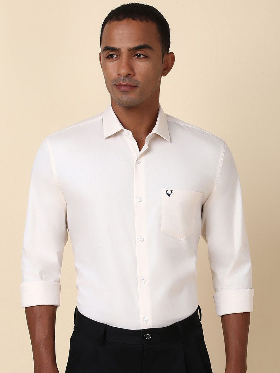 

Allen Solly Men Slim Fit Opaque Formal Shirt, Cream