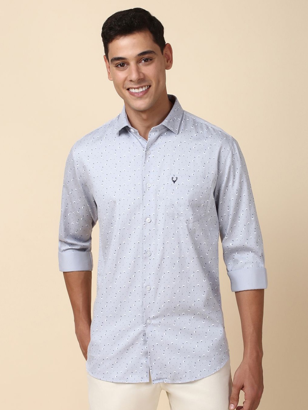 

Allen Solly Men Slim Fit Opaque Printed Casual Shirt, Grey