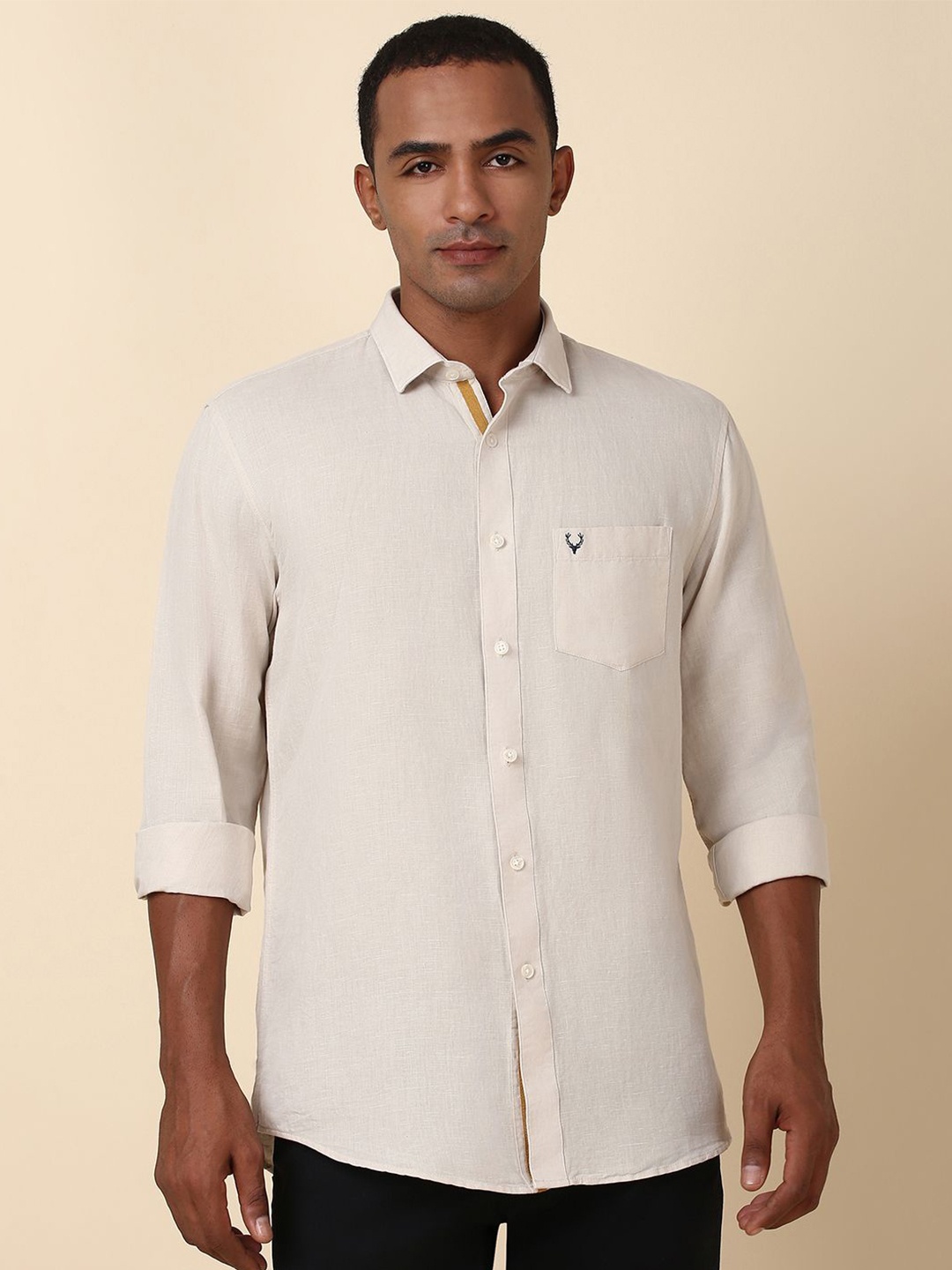 

Allen Solly Men Slim Fit Opaque Casual Shirt, Beige