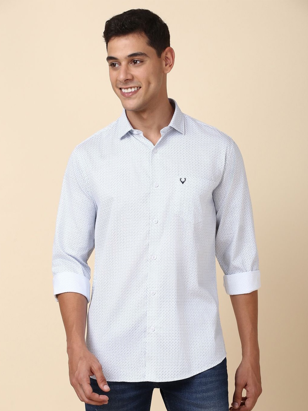 

Allen Solly Men Slim Fit Opaque Printed Casual Shirt, White