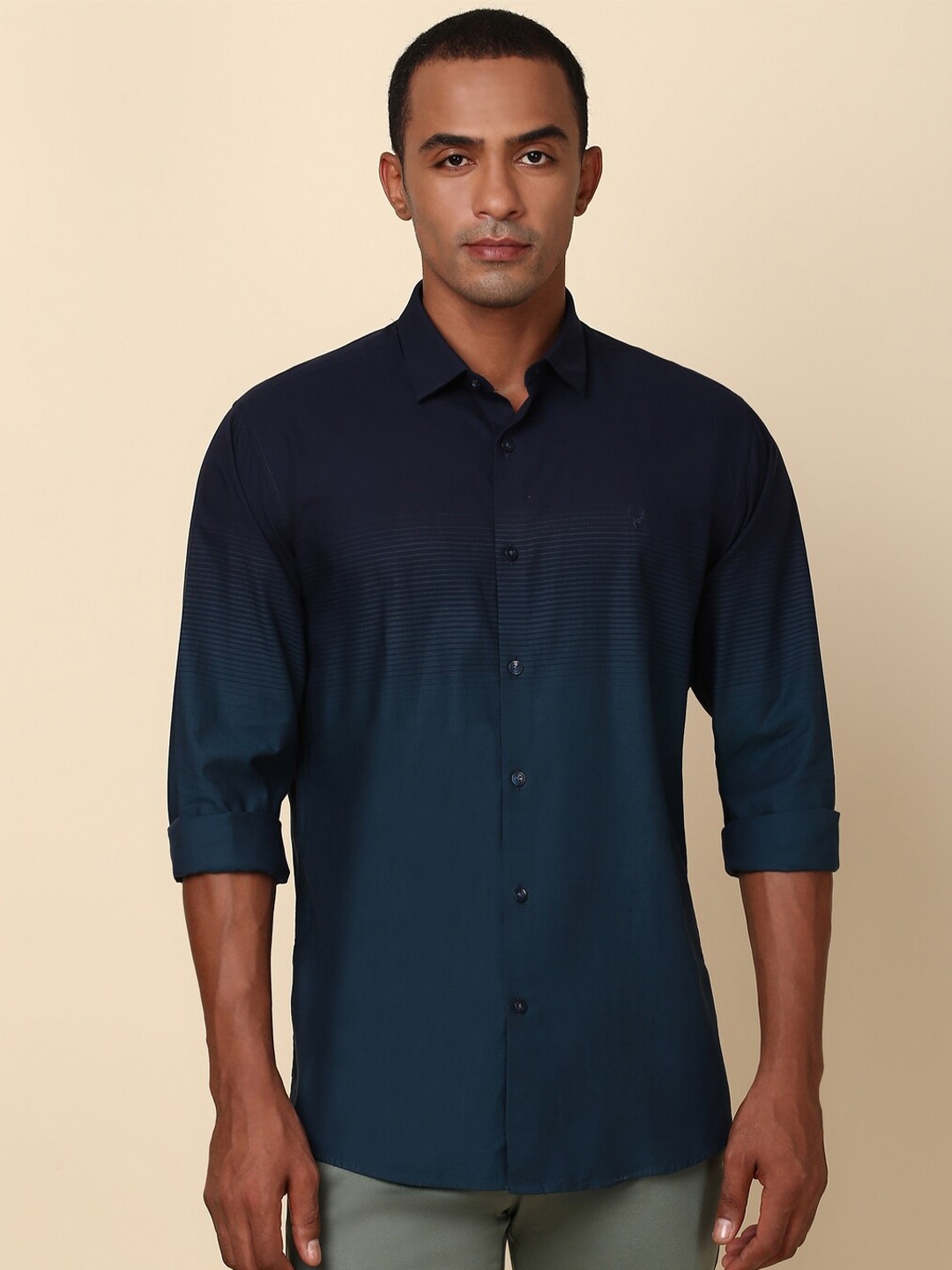 

Allen Solly Men Slim Fit Opaque Casual Shirt, Navy blue