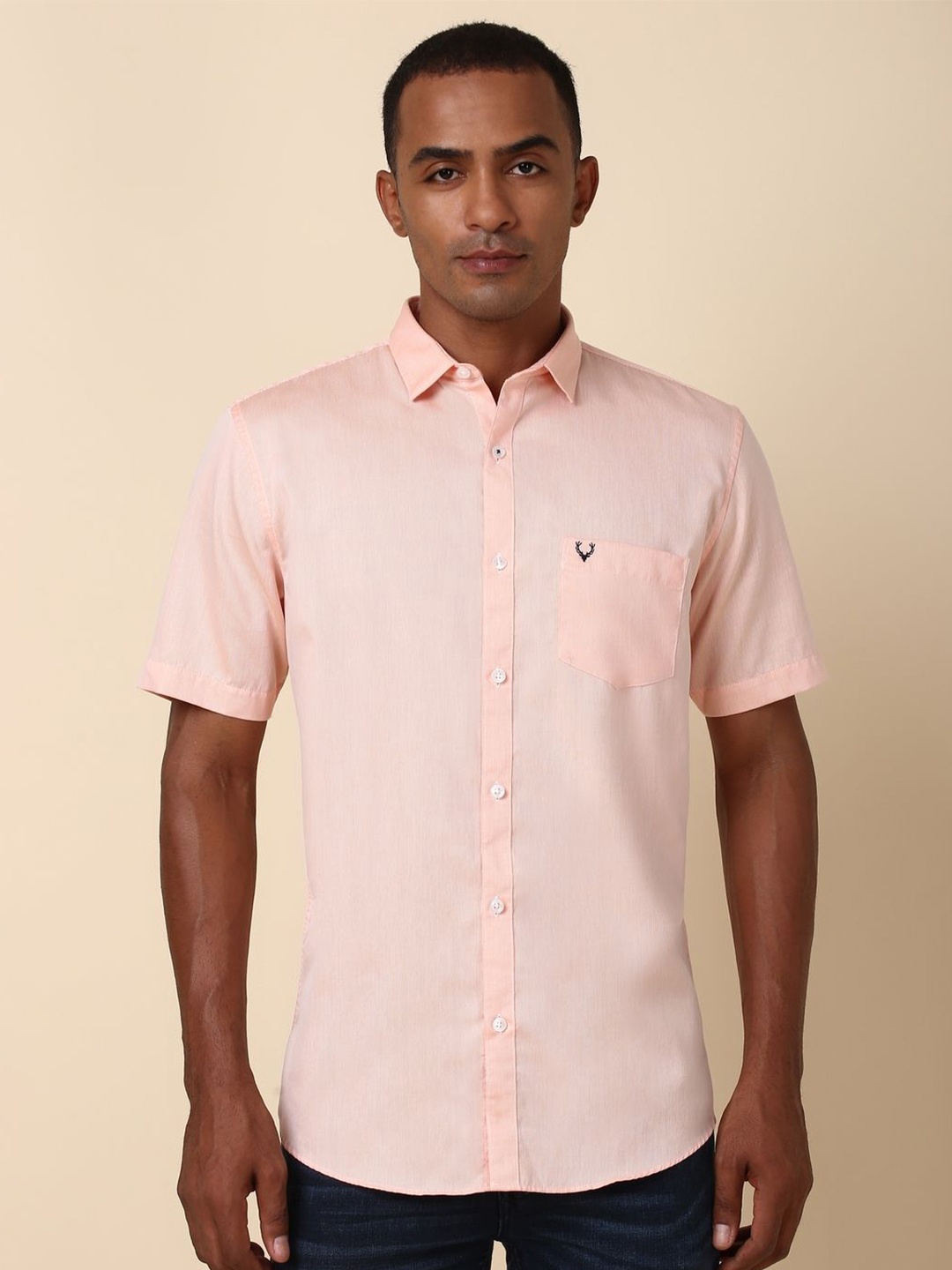

Allen Solly Men Slim Fit Opaque Casual Shirt, Peach