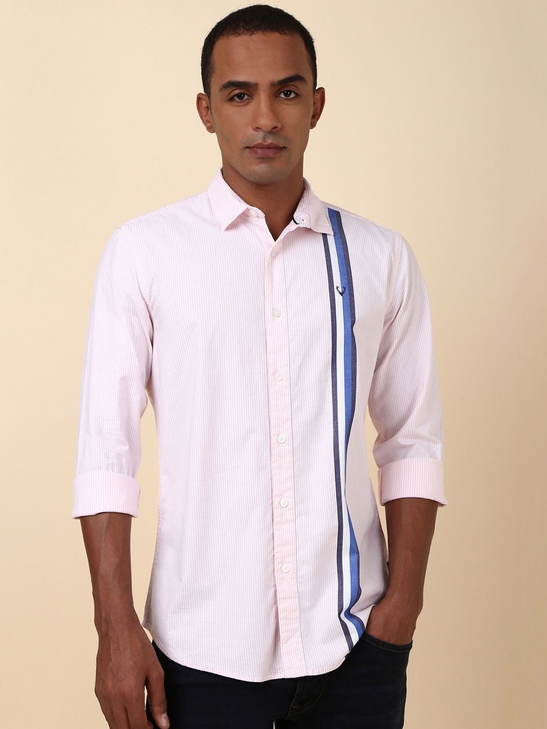

Allen Solly Men Opaque Striped Casual Shirt, Pink