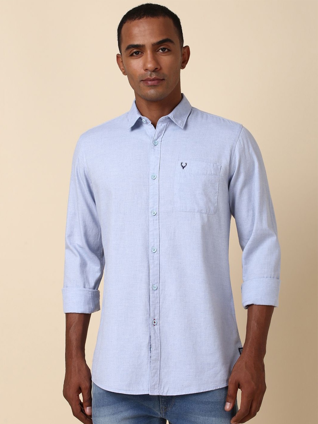 

Allen Solly Men Spread Collar Casual Pure Cotton Shirt, Blue