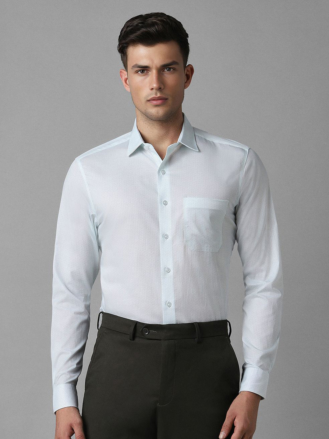 

Louis Philippe Men Spread Collar Slim Fit Printed Formal Shirt, White