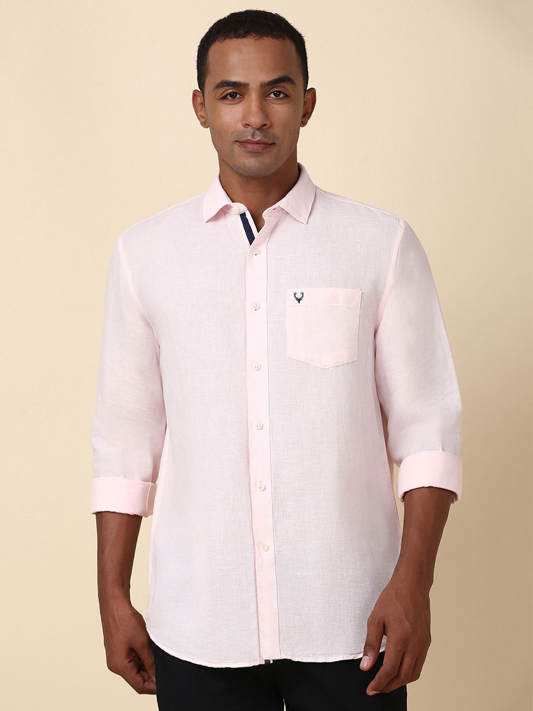 

Allen Solly Men Solid Spread Collar Slim Fit Casual Shirt, Pink