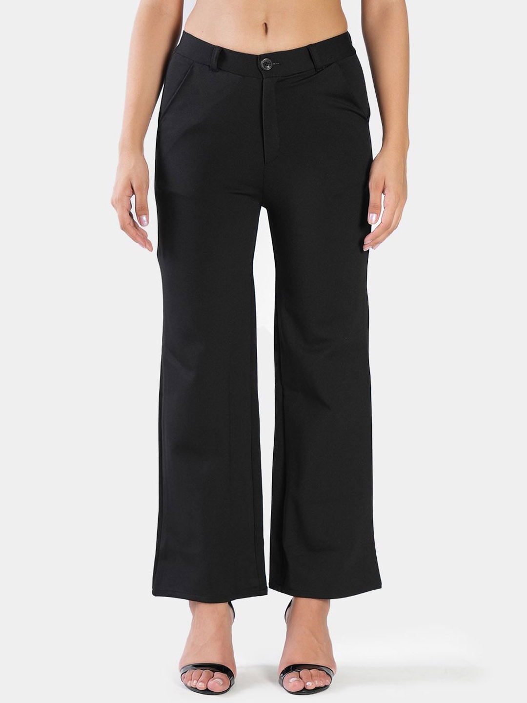 

BAESD Women Straight Fit High-Rise Bootcut Trousers, Black