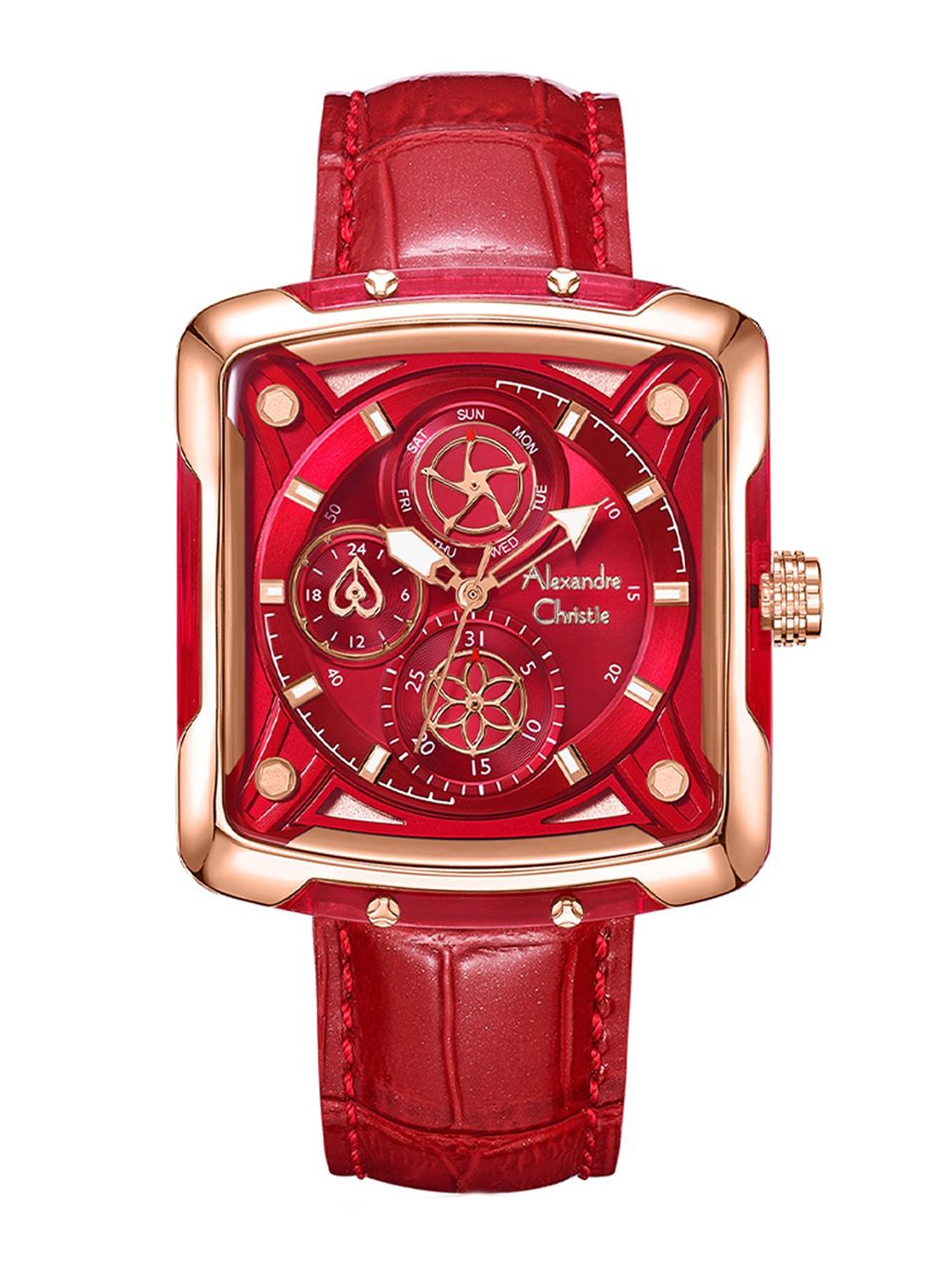 

Alexandre Christie Women Chronograph Patterned Analogue Watch 3030BFLRGRE, Red