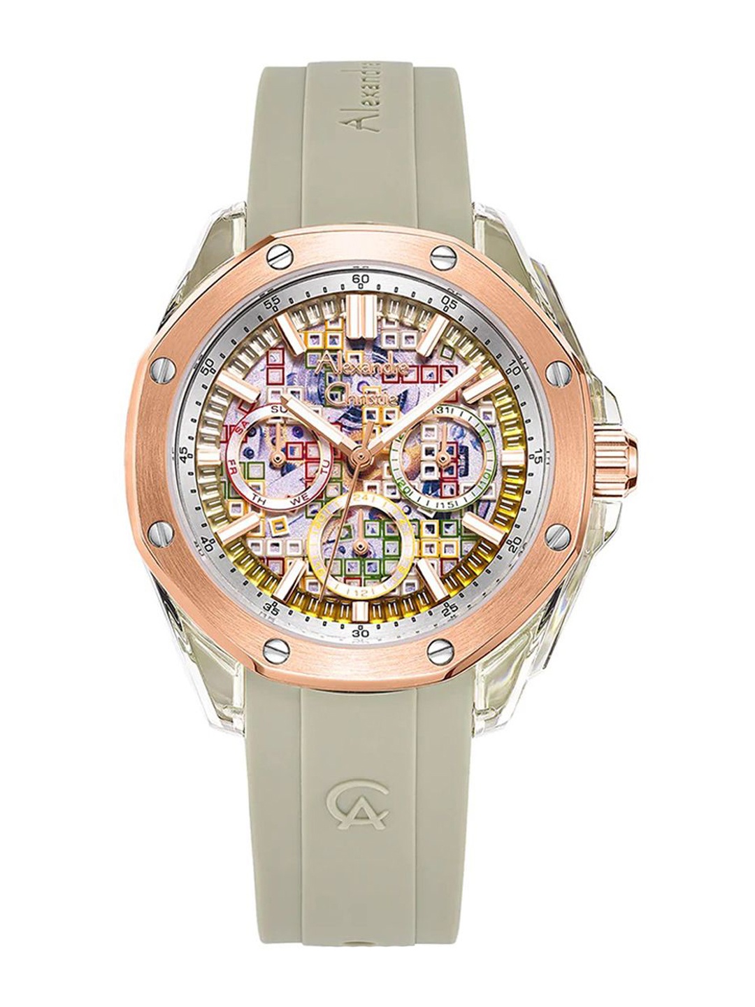 

Alexandre Christie Women Embellished Dial & Straps Analogue Watch 2B12BFRTRGR, Grey
